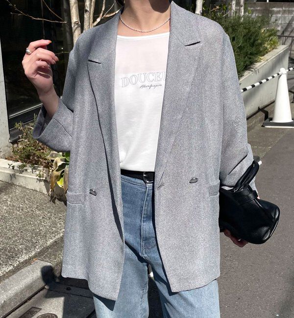  「【夏にも着られる/2サイズ展開】メッシュダブルジャケット」|テーラードジャケット|