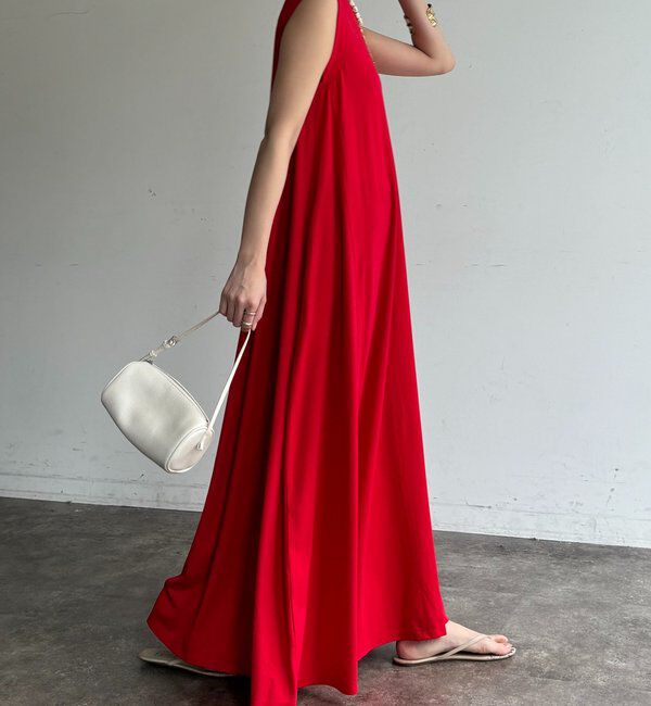  「シルケットスムースフレアカットワンピース」|ワンピース|レッド