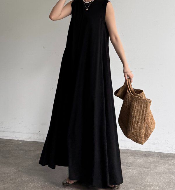  「シルケットスムースフレアカットワンピース」|ワンピース|ブラック