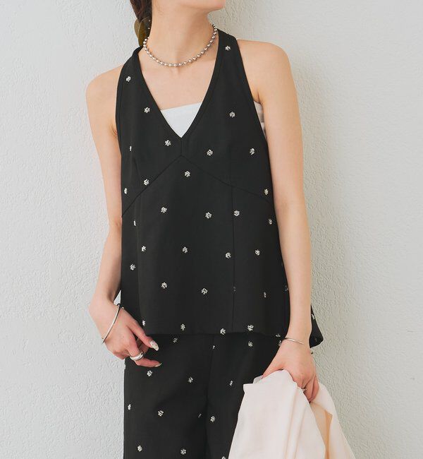  「ビジューフラワーホルタービスチェ」|シャツ・ブラウス|