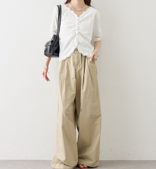  「半袖ギャザーリブカーディガン」|Tシャツ・カットソー|