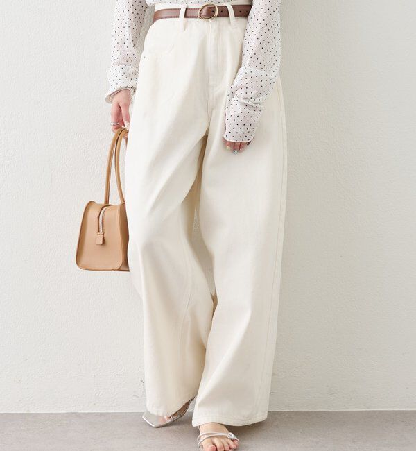  「ベルト付きカーブワイドデニム」|デニム|