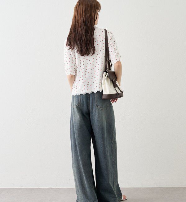  「ベルト付きカーブワイドデニム」|デニム|