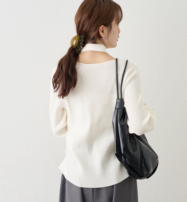  「タイ付きスクエアネックカーディガン」|カーディガン|