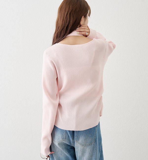  「タイ付きスクエアネックカーディガン」|カーディガン|