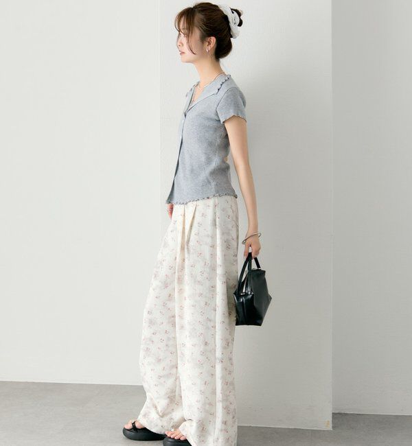  「レースドッキング半袖ニットカーディガン」|カーディガン|