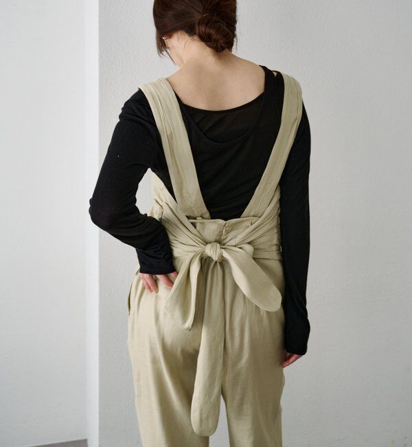  「バックリボンイージーサロペット」|オールインワン|ベージュ