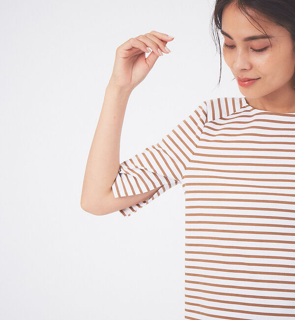 qualite「バックラウンドネックボーダーカットソー」|Tシャツ・カットソー|