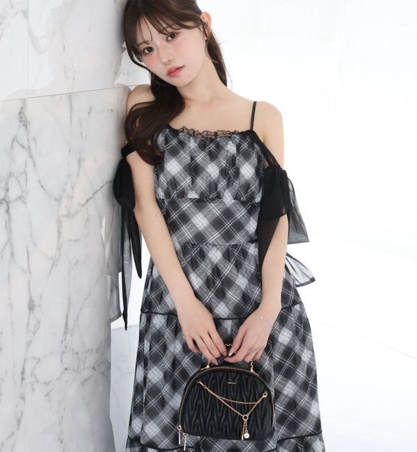  「【SMサイズ展開あり】サイドカットリボンロングキャミワンピ」|ワンピース|チェック