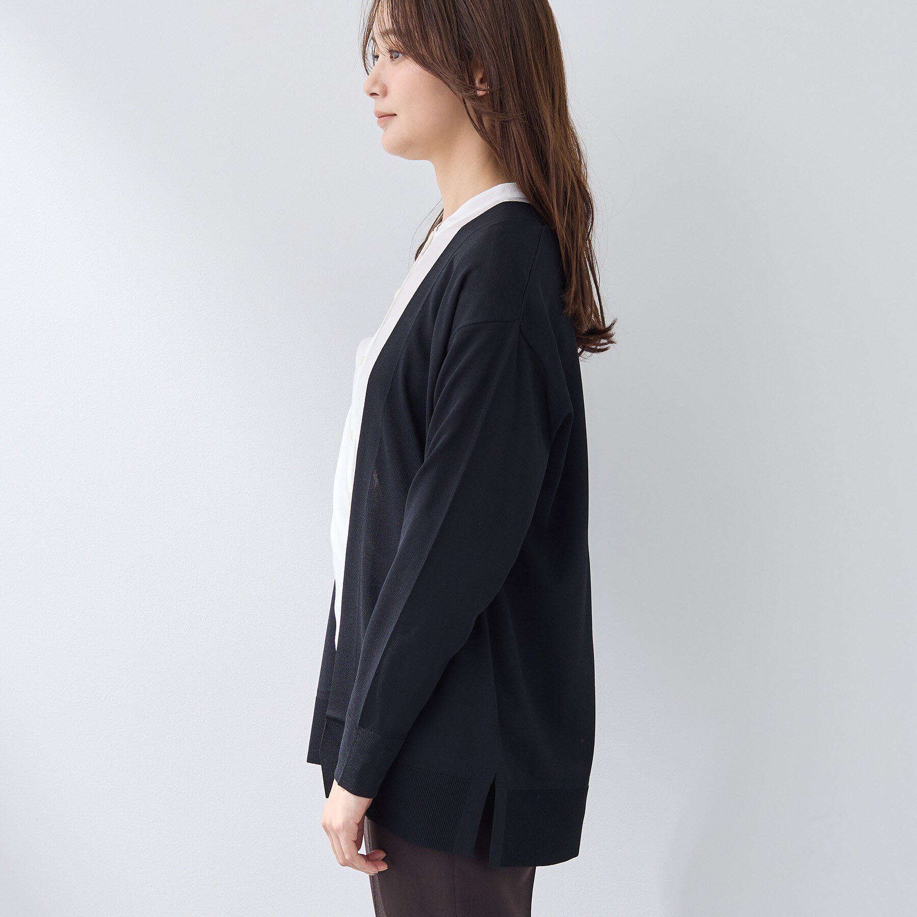 INDIVI「【洗える／上品】きれいめ着流しカーディガンニット」|カーディガン|