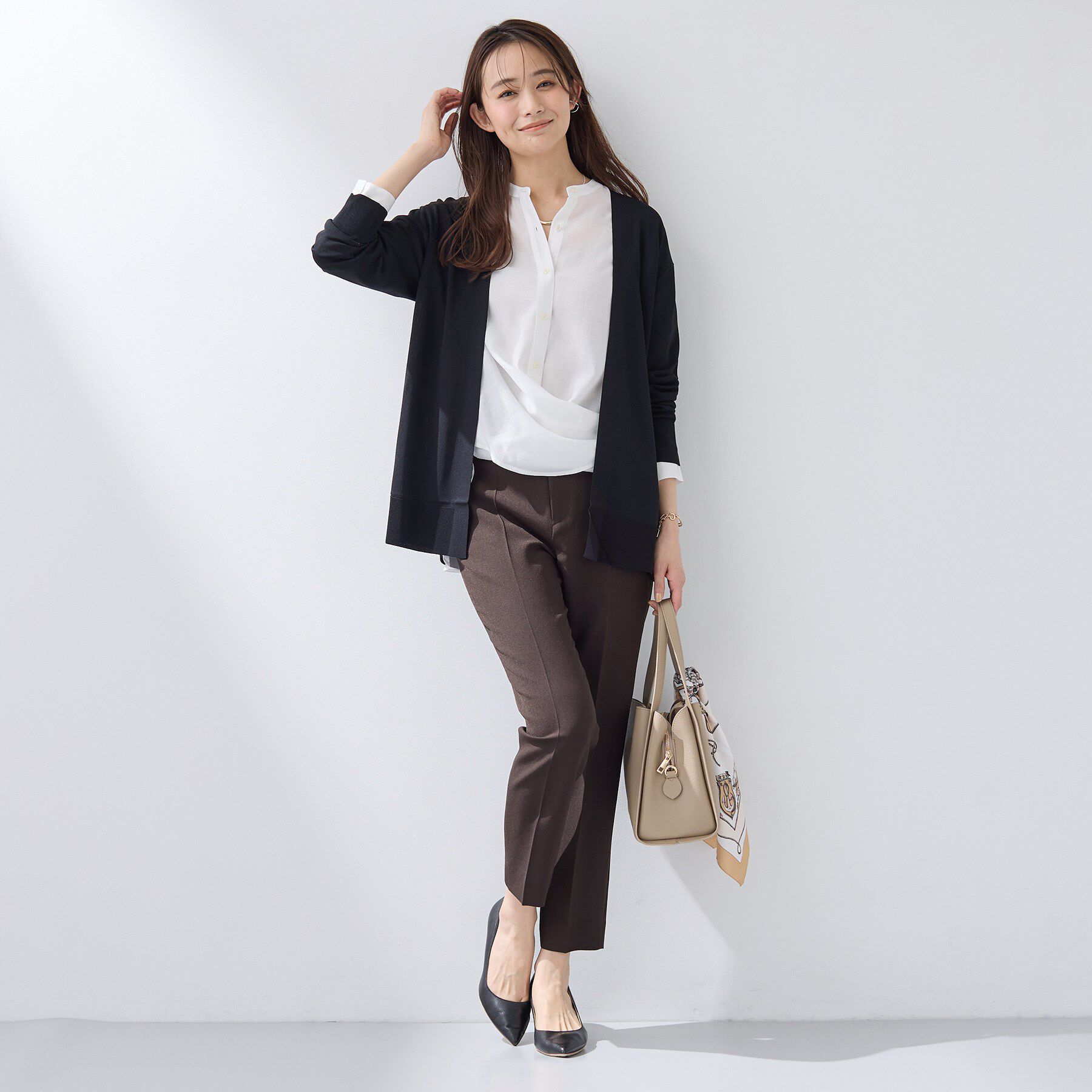 INDIVI「【洗える／上品】きれいめ着流しカーディガンニット」|カーディガン|