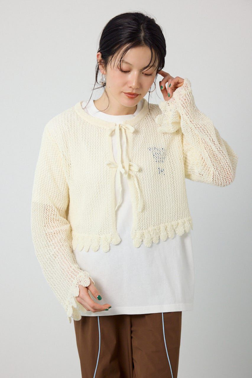 RODEO CROWNS「メッシュ柄リボンボレロ」|カーディガン|