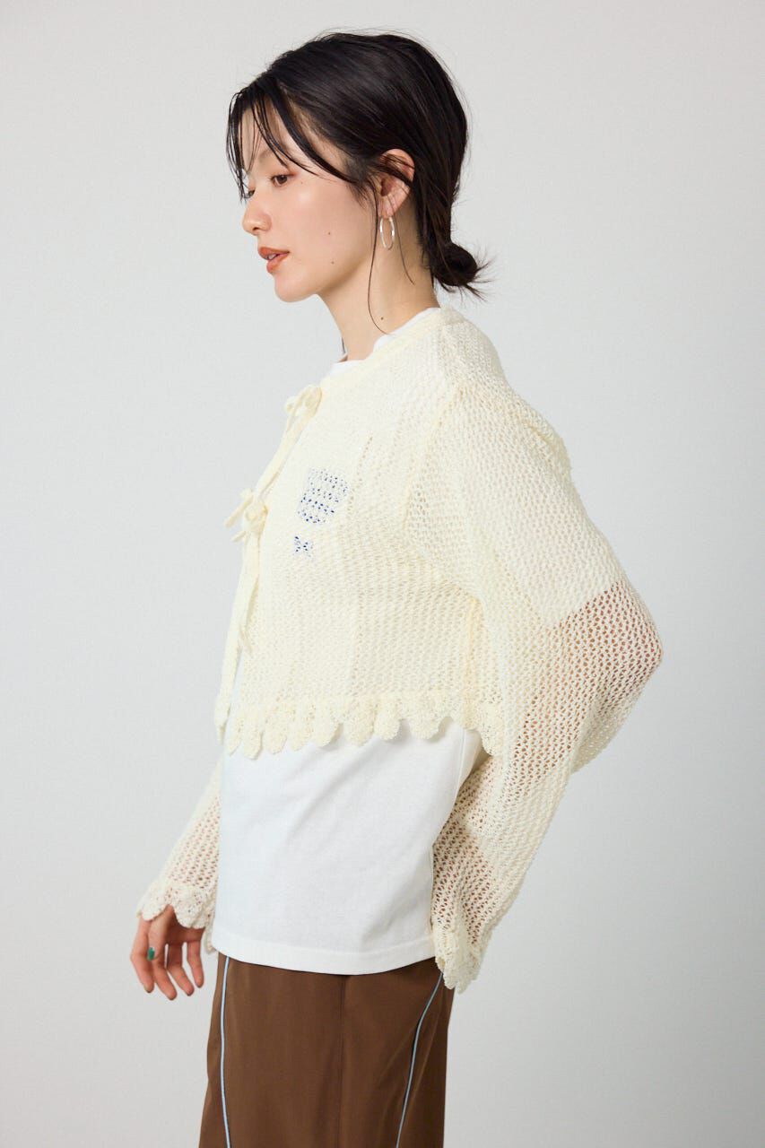 RODEO CROWNS「メッシュ柄リボンボレロ」|カーディガン|