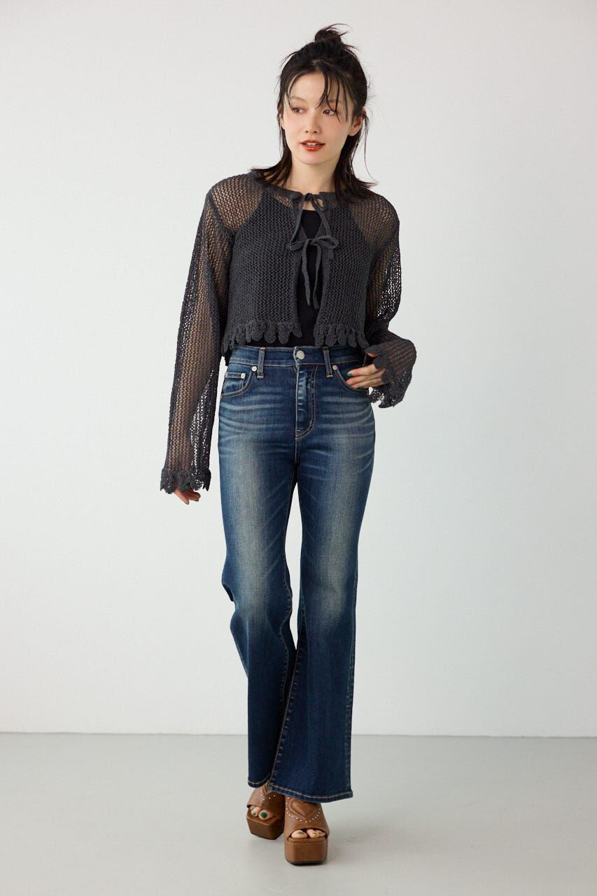 RODEO CROWNS「メッシュ柄リボンボレロ」|カーディガン|