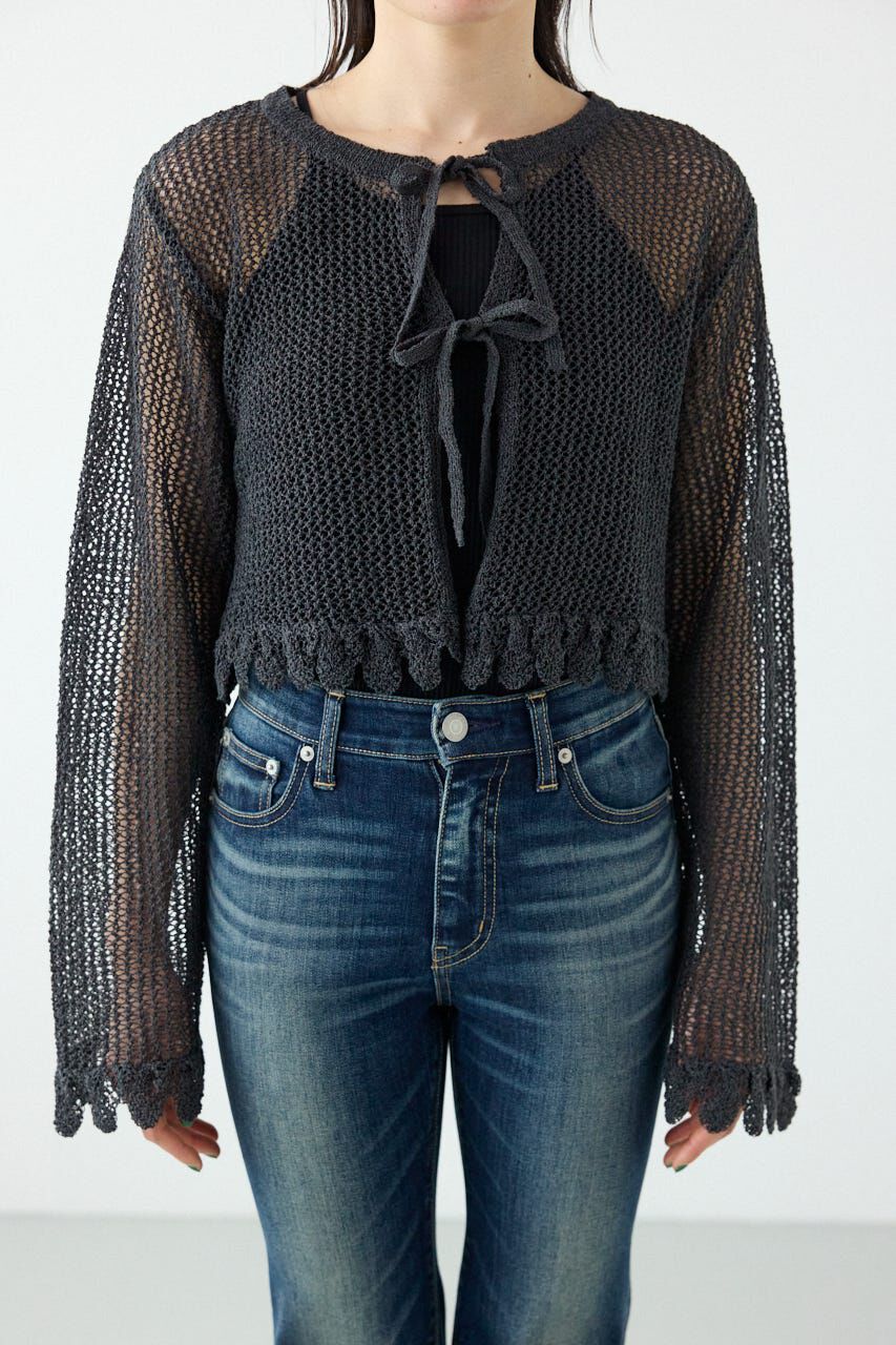 RODEO CROWNS「メッシュ柄リボンボレロ」|カーディガン|