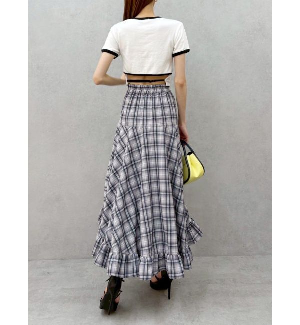 EVRIS「ランダムチェックアシンメトリースカート」|スカート|