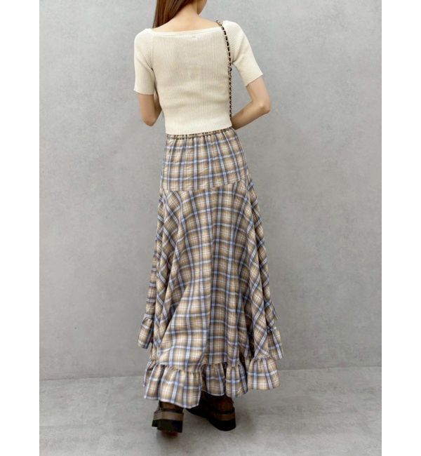 EVRIS「ランダムチェックアシンメトリースカート」|スカート|
