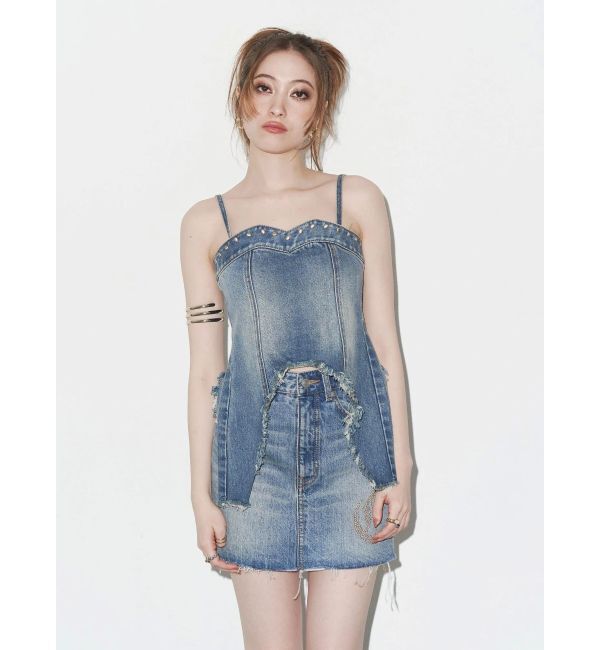 EVRIS「ワンポイントスタッズデニムミニスカート【セットアップ着用可能】」|スカート|