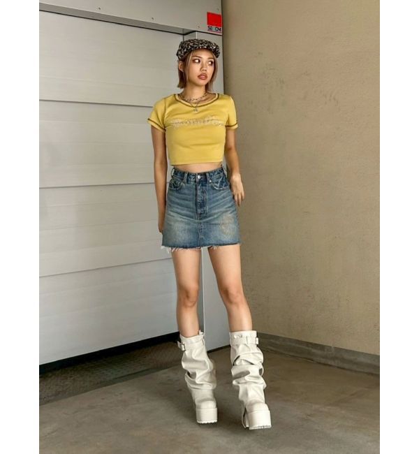 EVRIS「ワンポイントスタッズデニムミニスカート【セットアップ着用可能】」|スカート|