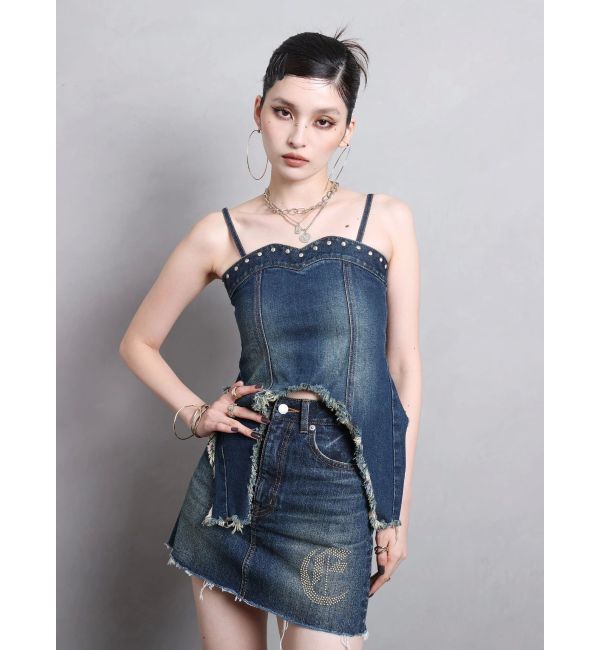 EVRIS「ワンポイントスタッズデニムミニスカート【セットアップ着用可能】」|スカート|