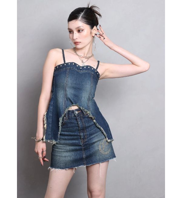EVRIS「ワンポイントスタッズデニムミニスカート【セットアップ着用可能】」|スカート|
