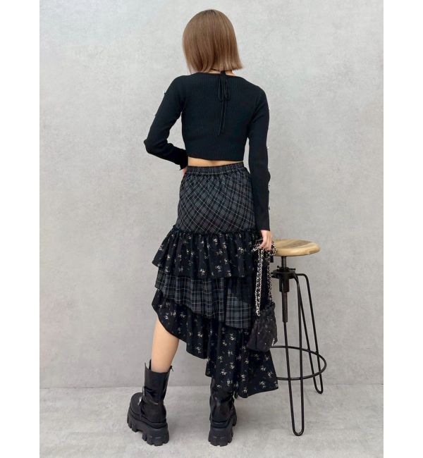 EVRIS「ミックスドッキングアシンメトリースカート」|スカート|