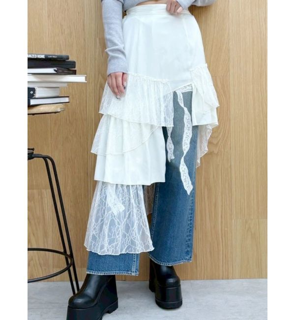 EVRIS「ミックスドッキングアシンメトリースカート」|スカート|