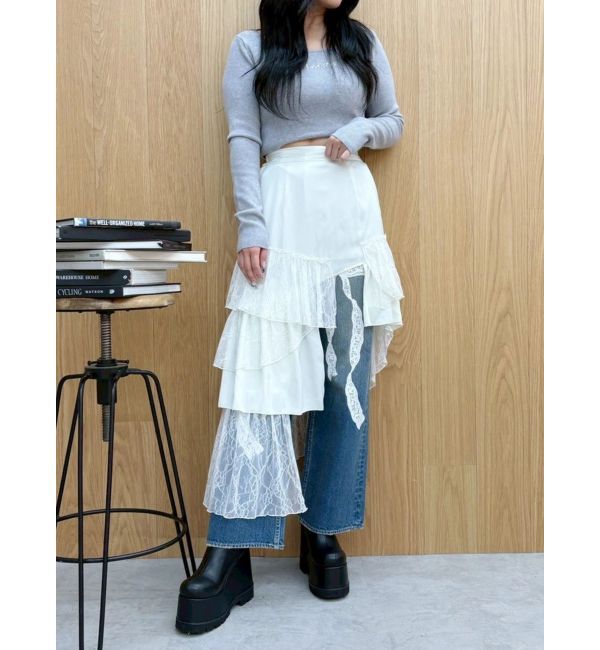 EVRIS「ミックスドッキングアシンメトリースカート」|スカート|