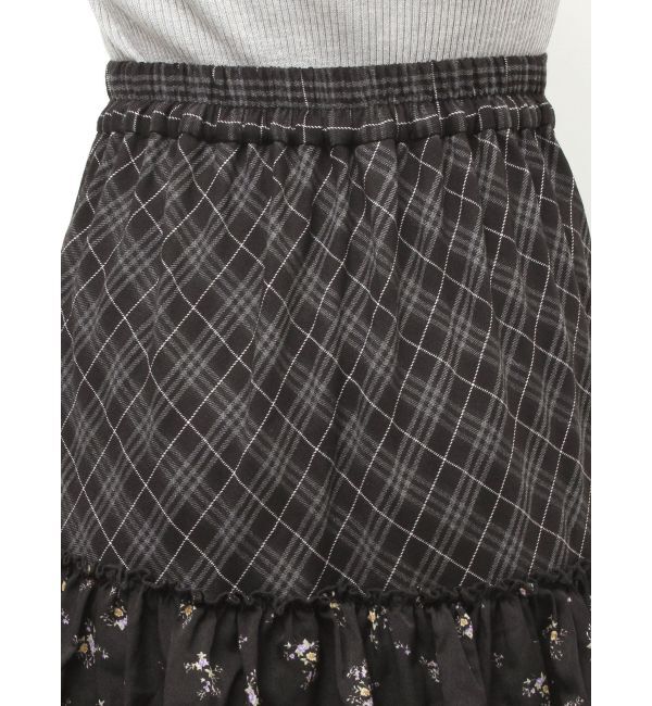 EVRIS「ミックスドッキングアシンメトリースカート」|スカート|