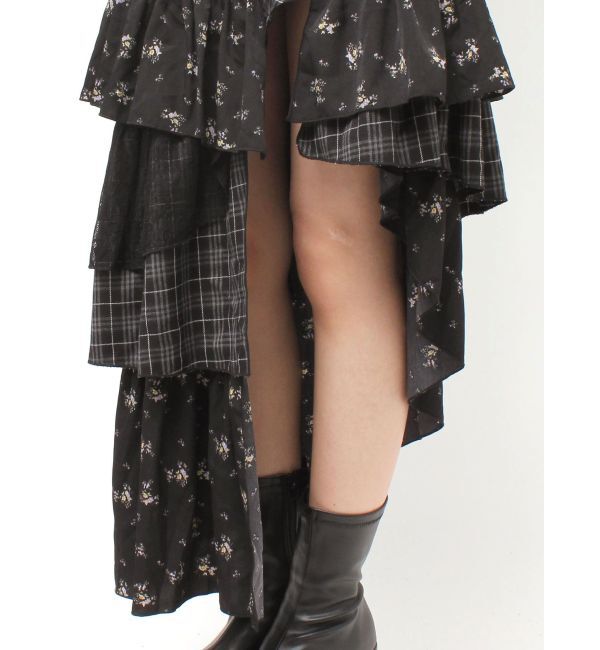 EVRIS「ミックスドッキングアシンメトリースカート」|スカート|