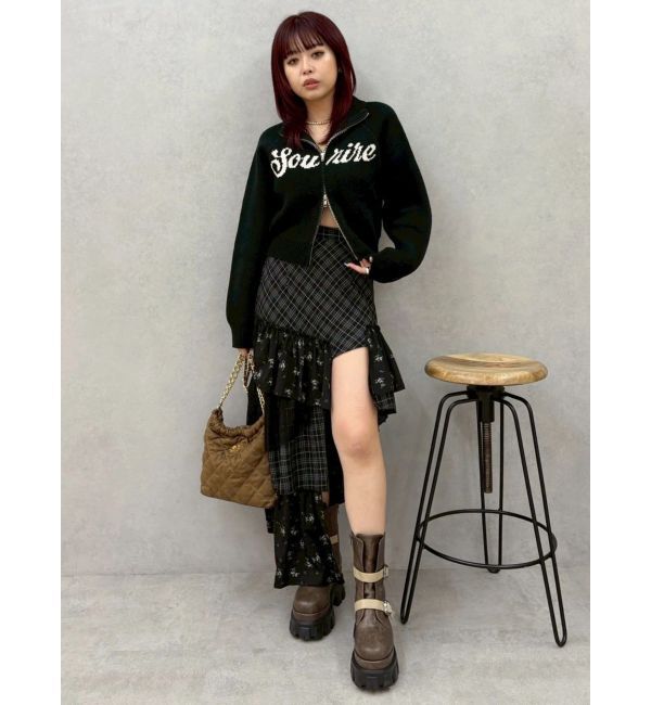 EVRIS「ミックスドッキングアシンメトリースカート」|スカート|