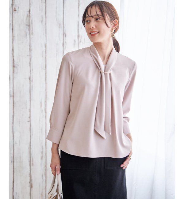 IKKA LOUNGE「3WAYボウタイ付きブラウス」|シャツ・ブラウス|グレージュ