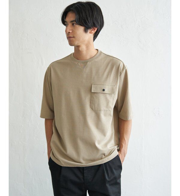 ikka「【吸水速乾】冷感メッシュ5分袖アウターT」|Tシャツ・カットソー|