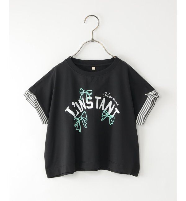 ikka kids「【セットアップ対応】冷感メッシュ袖リボンゆるプルオーバー（120~160cm）」|Tシャツ・カットソー|ブラック