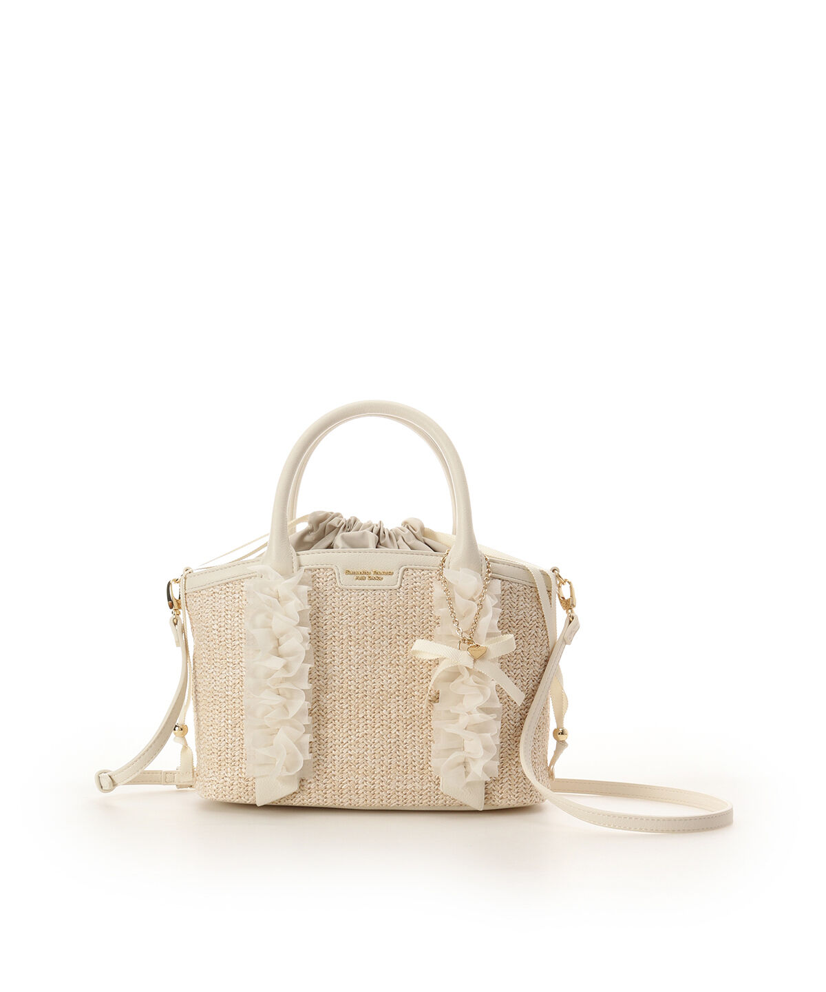Samantha Thavasa Petit Choice「リボンチャーム付き フリルかごバッグ」|ショルダー・メッセンジャー|オフホワイト
