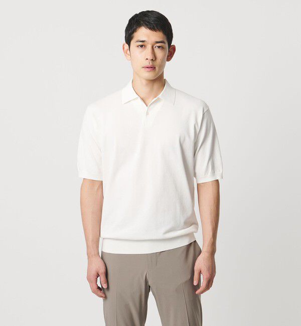 UNITED ARROWS「ショートスリーブ ニットポロシャツ UA COZY ウォッシャブル 抗菌防臭」|ポロシャツ|