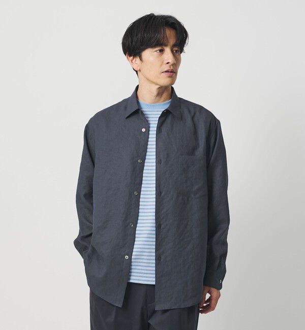 BEAUTY&YOUTH UNITED ARROWS「ライト リネンタッチ レギュラー シャツ FORM TAPERD型」|シャツ・ブラウス|DK.GRAY