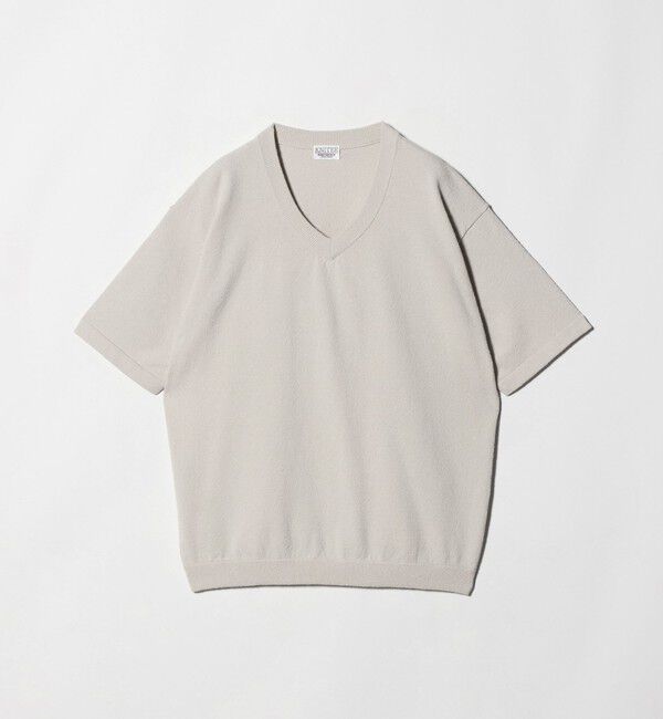 BEAUTY&YOUTH UNITED ARROWS「KNITEE クリンプコットン Vネック ニット Tシャツ ウォッシャブル」|ニット・セーター|