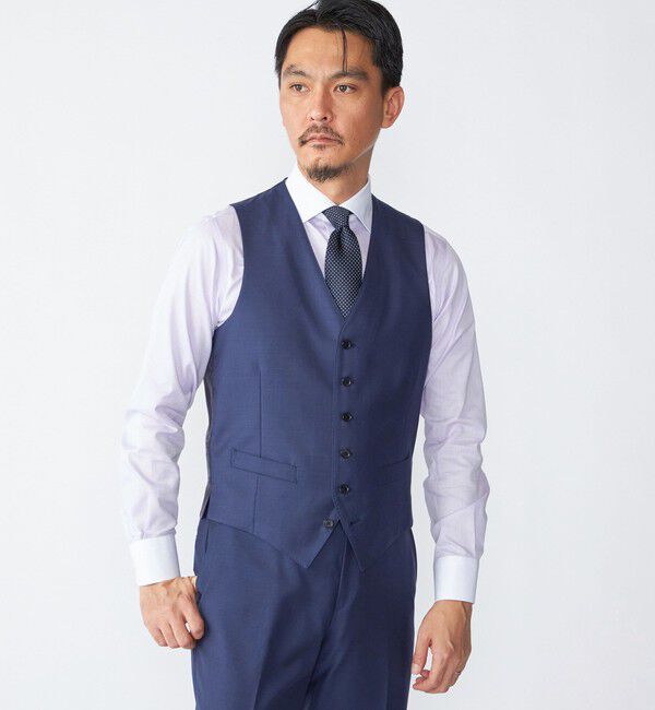 SHIPS「SHIPS: 御幸毛織 ファブリック FOUR SEASONS シャークスキン ベスト」|ダウンベスト・ベスト|コバルトブルー