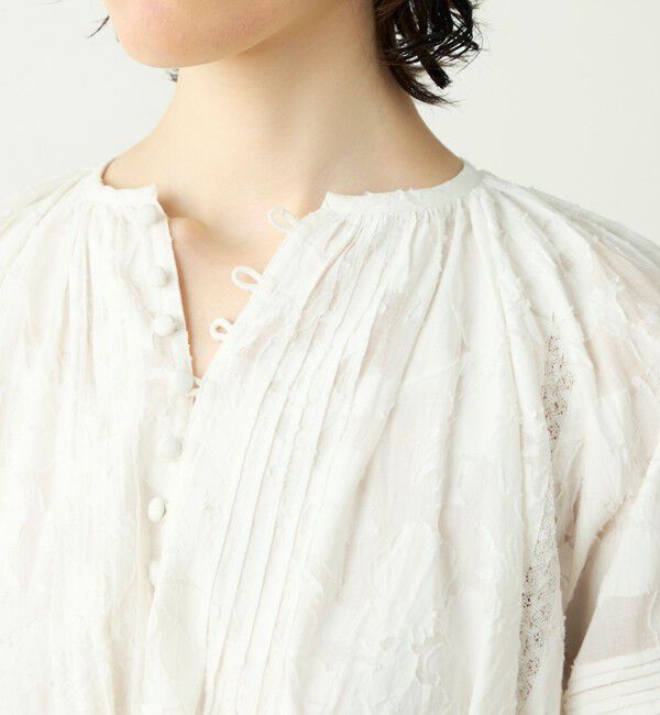 SOULEIADO「コットンカットジャカード パフスリーブワンピース」|ワンピース|