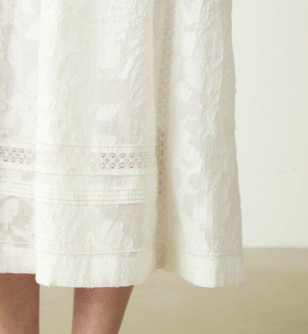 SOULEIADO「コットンカットジャカード パフスリーブワンピース」|ワンピース|