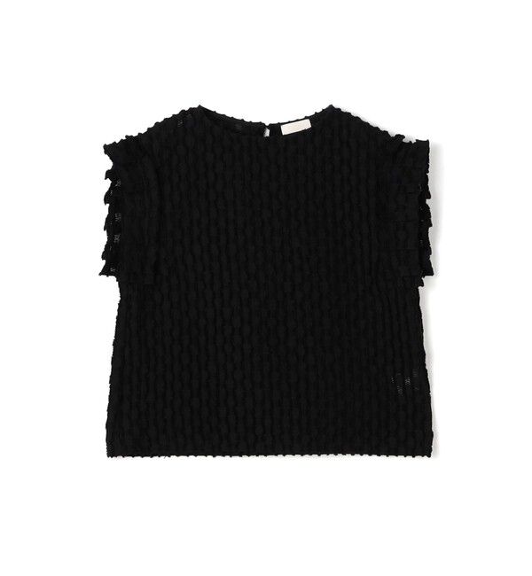 Ballsey「グリッドカットジャカード フリルフレンチブラウス」|シャツ・ブラウス|19 ブラック