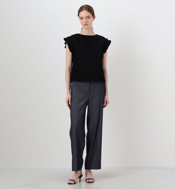 Ballsey「グリッドカットジャカード フリルフレンチブラウス」|シャツ・ブラウス|