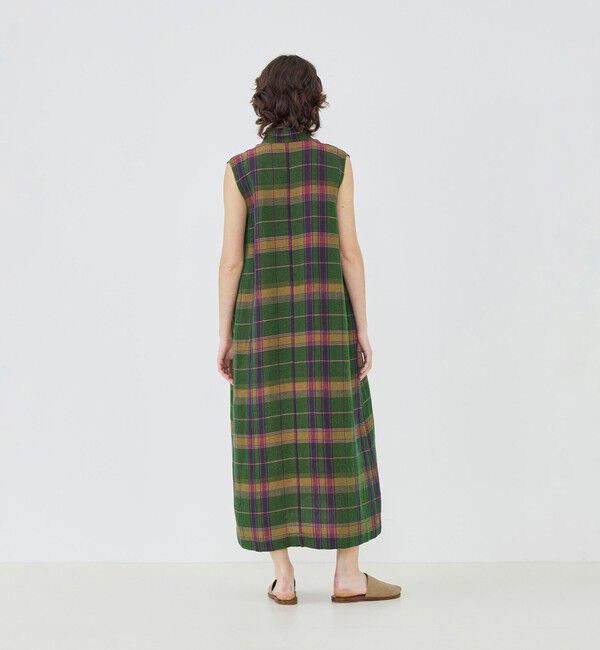 GALERIE VIE「リネンコットンマドラスチェック スキッパ―カラーワンピース」|ワンピース|