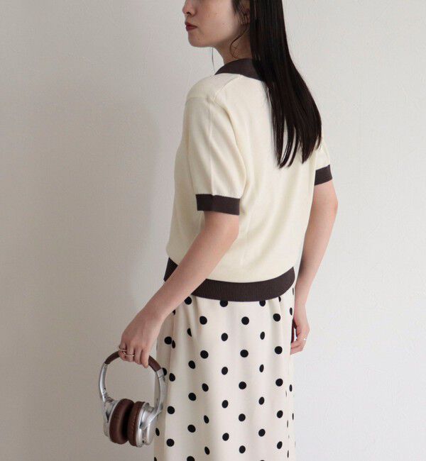 fredy emue「【接触冷感】配色ポロ衿半袖ニットプルオーバー」|ニット・セーター|