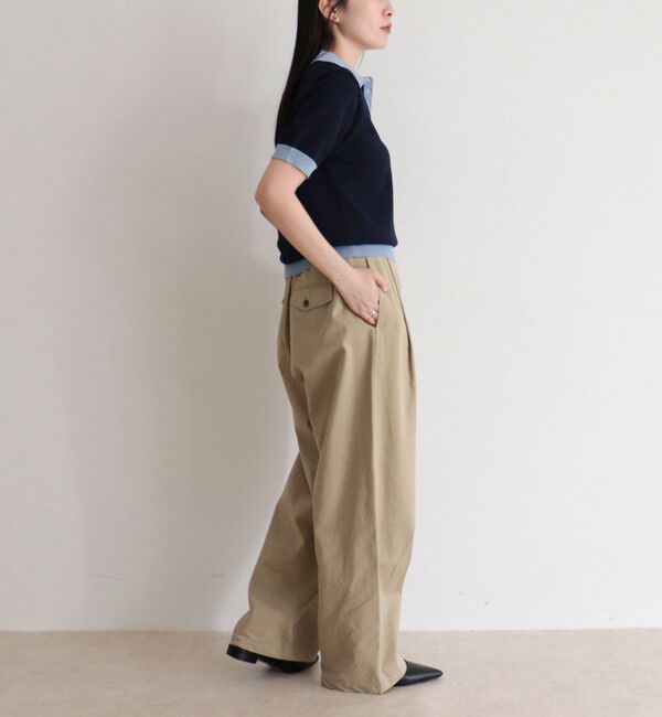 fredy emue「【接触冷感】配色ポロ衿半袖ニットプルオーバー」|ニット・セーター|