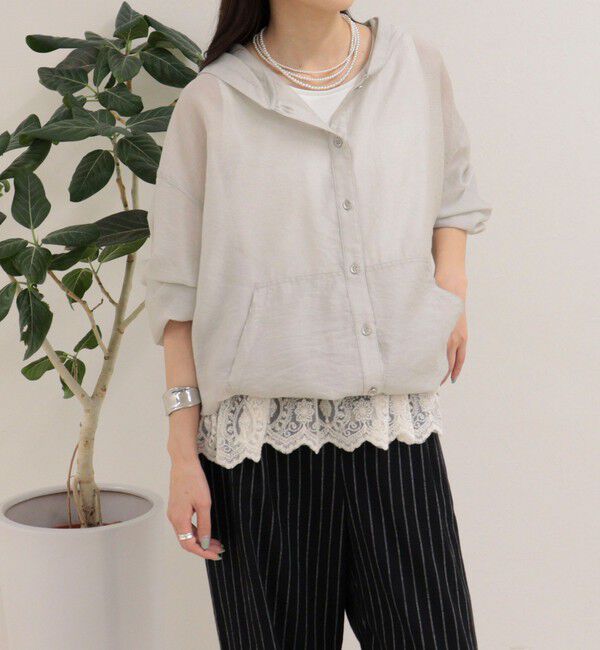 fredy emue「【大人気リバイバル】シアーフーディシャツブルゾン」|シャツ・ブラウス|