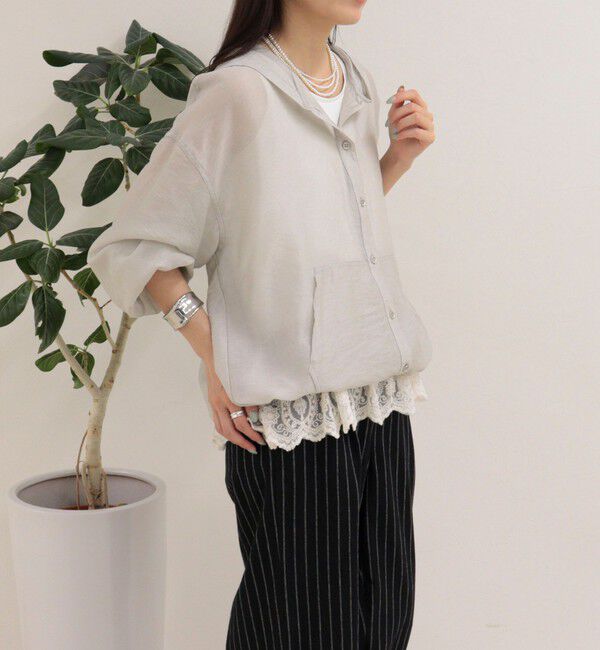 fredy emue「【大人気リバイバル】シアーフーディシャツブルゾン」|シャツ・ブラウス|