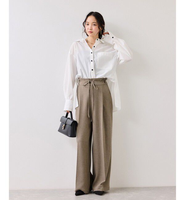 VIS「サマーツイードリボンベルトパンツ/UVケア・イージーケア」|チノ|