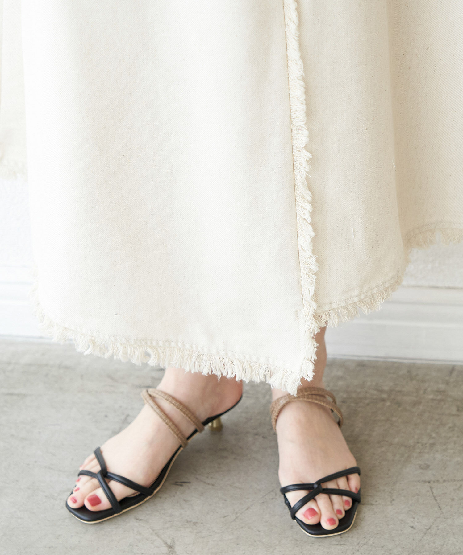 Rope&rsquo;Picnic「麻混フリンジフレアスカート」|スカート|